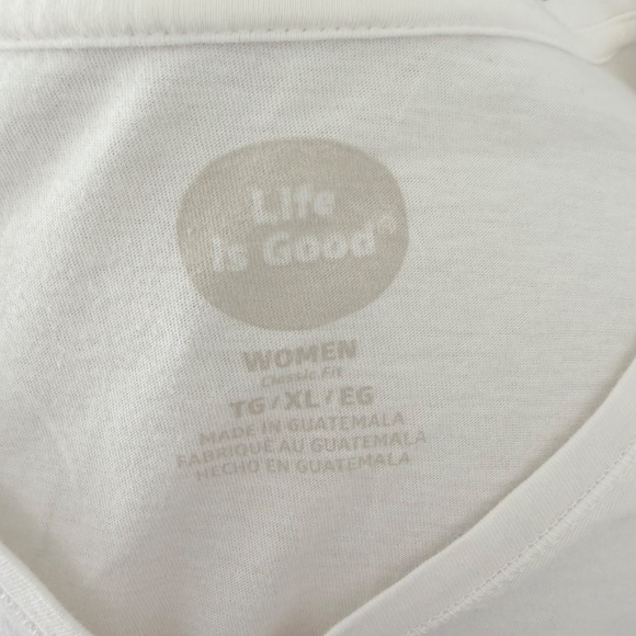 Life Is Good Size XL Womens White 100% Cotton V-Neck Short Sleeve T-Shirt - Picture 3 of 4